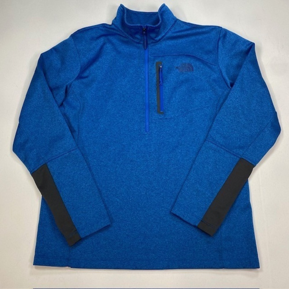 The North Face Mens Blue Heather Quarter Zip Pullover Fleece Jacket Large L